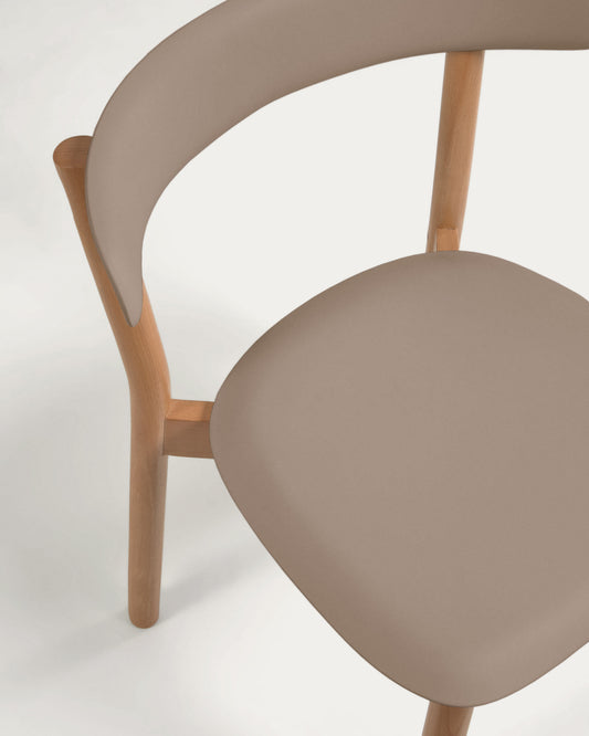 Santina beech wood stackable chair in brown