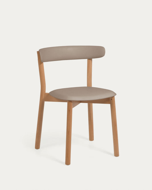 Santina beech wood stackable chair in brown