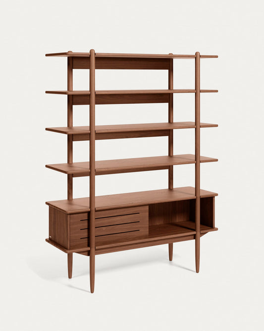 Carolin in veneered walnut shelf unit 130 x 169 cm