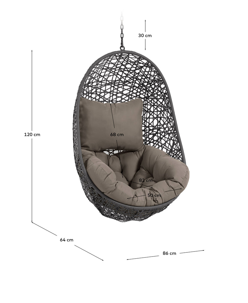 Florina hanging chair in dark grey