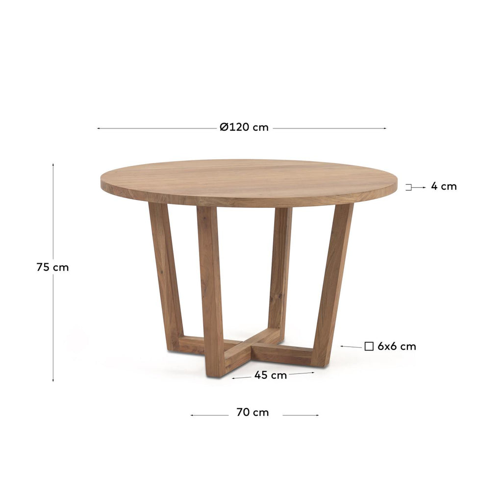 Nahla round table made from solid acacia wood with natural finish Ø 120 cm
