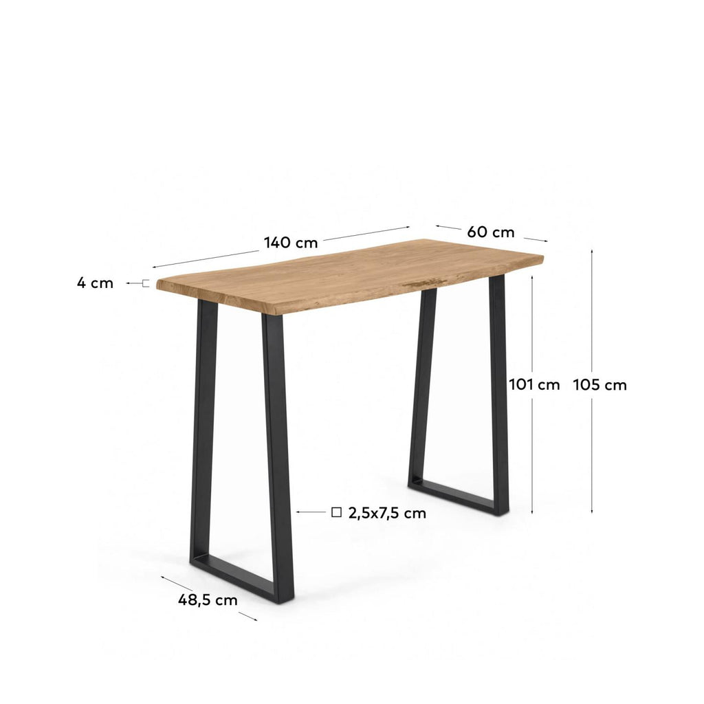 Alaia bar table made from solid acacia wood with natural finish, 140 x 60 cm