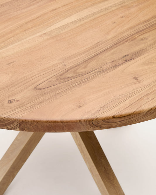 Argo round table in solid acacia wood and wood-effect steel legs Ø 120 cm