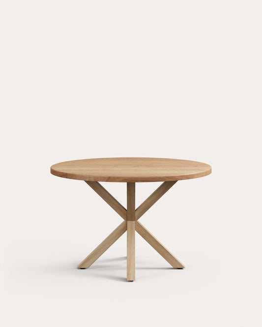 Argo round table in solid acacia wood and wood-effect steel legs Ø 120 cm