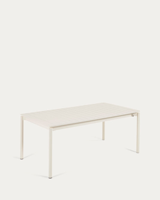 Zaltana extendable outdoor table made of aluminium in a light grey finish, 180 (240) x 100 cm