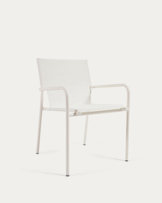 Zaltana stackable outdoor chair in aluminium with a matte white painted finish