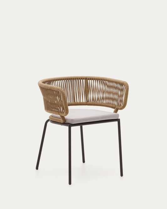 Nadin chair in beige cord with galvanised steel legs