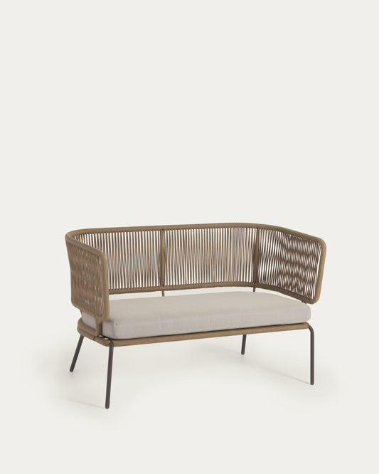 Nadin 2 seater sofa in beige cord with galvanised steel legs, 135 cm