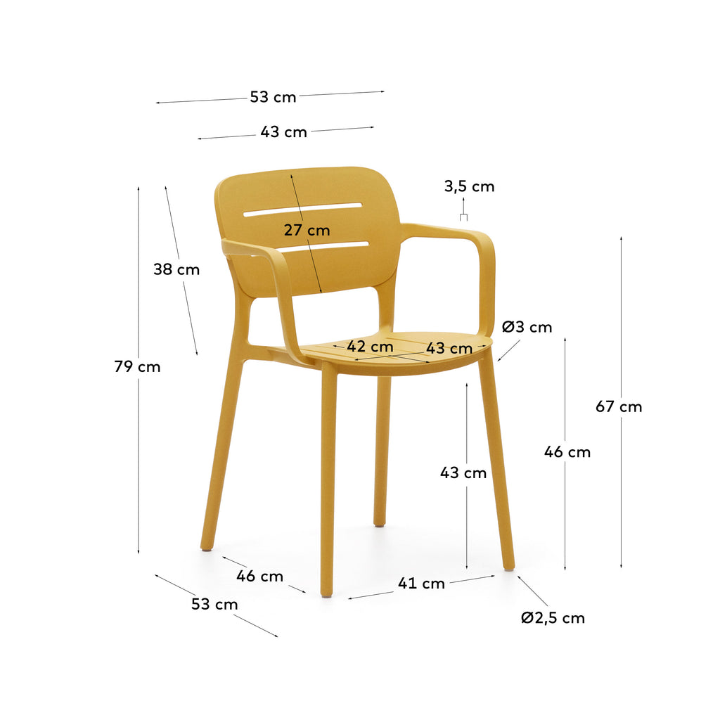 Morella stackable outdoor chair in mustard
