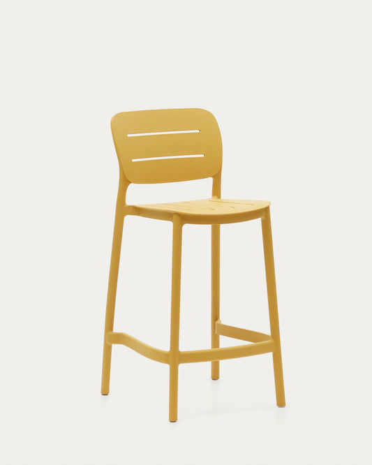 Morella stackable outdoor stool in mustard, 65 cm in height