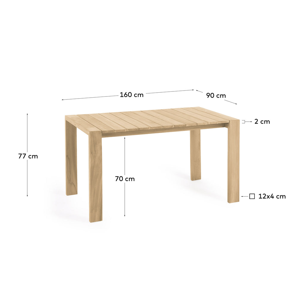 Victoire solid teak outdoor table 160 x 90 cm
