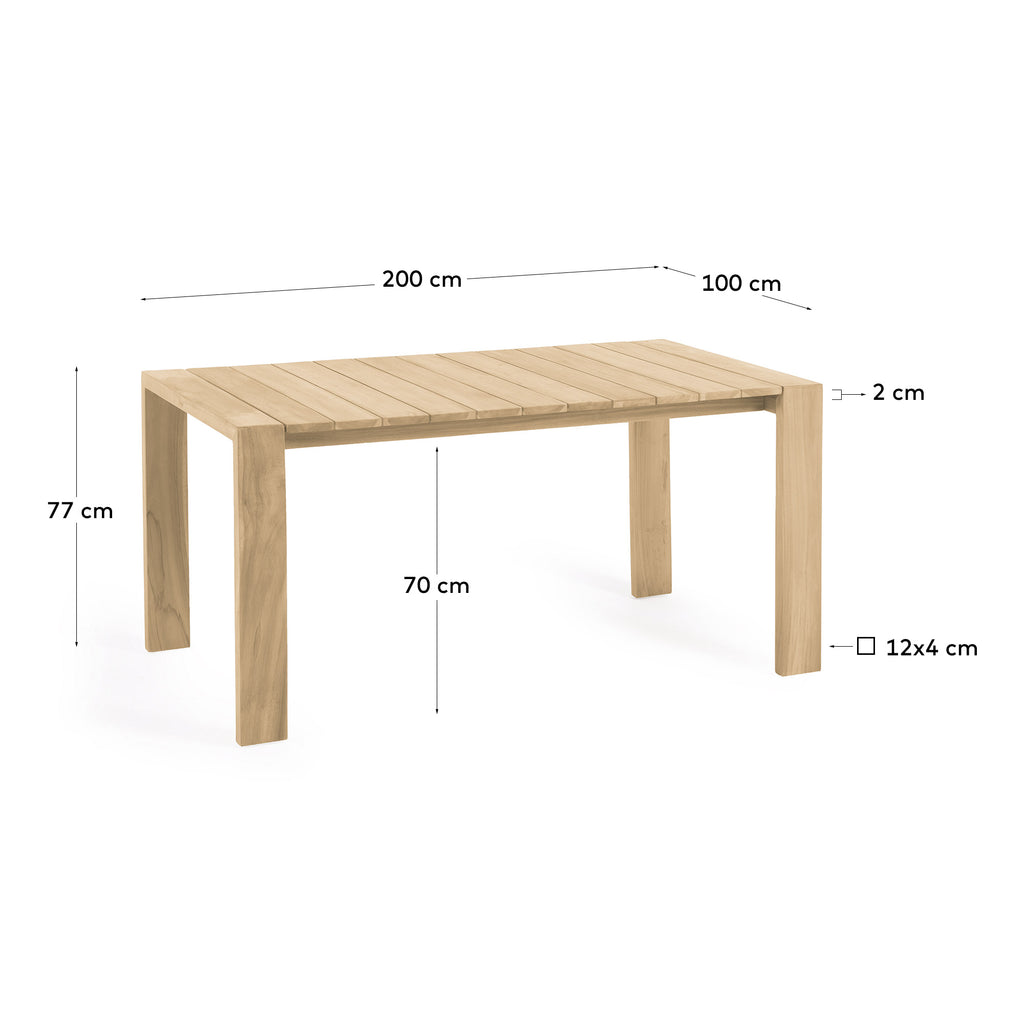 Victoire solid teak outdoor table 200 x 100 cm