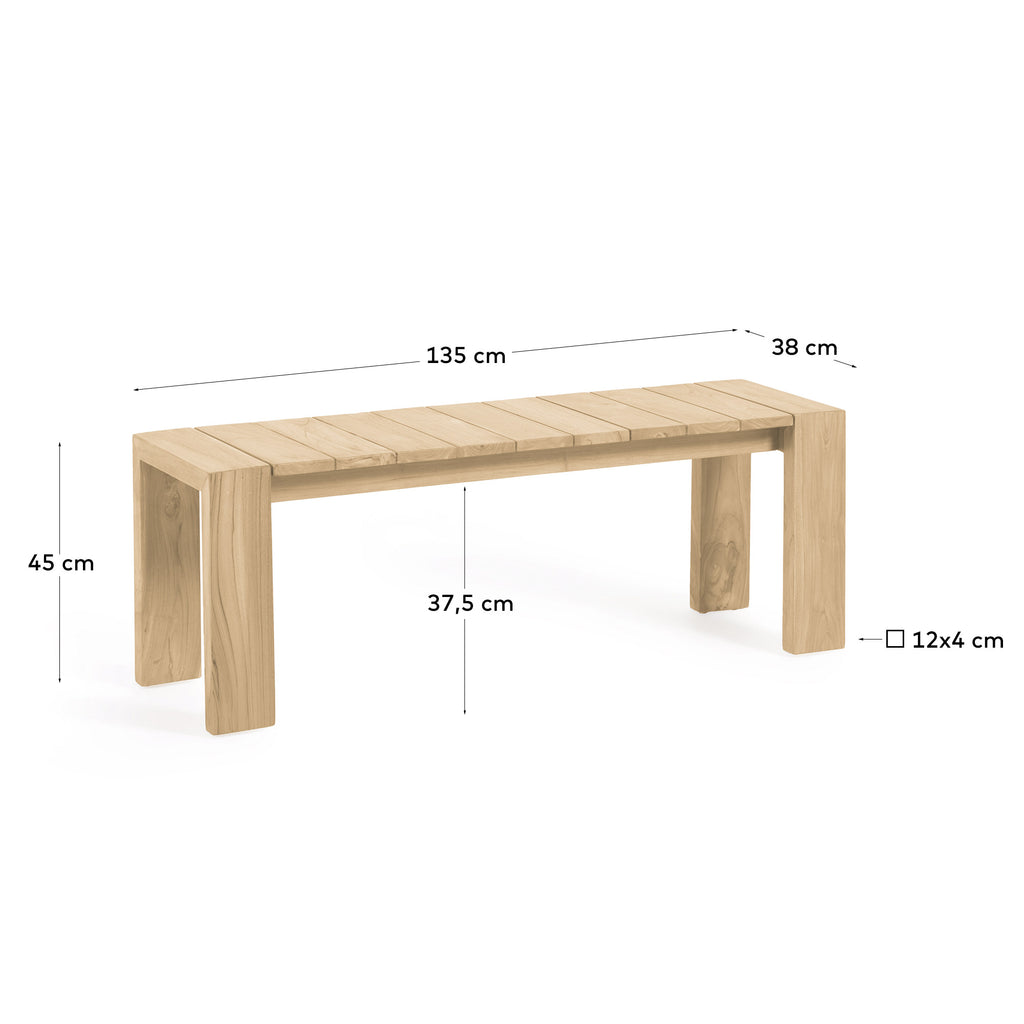 Victoire solid teak outdoor bench 135 cm