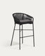 Yanet stool made from black cord and galvanised steel, height 80 cm