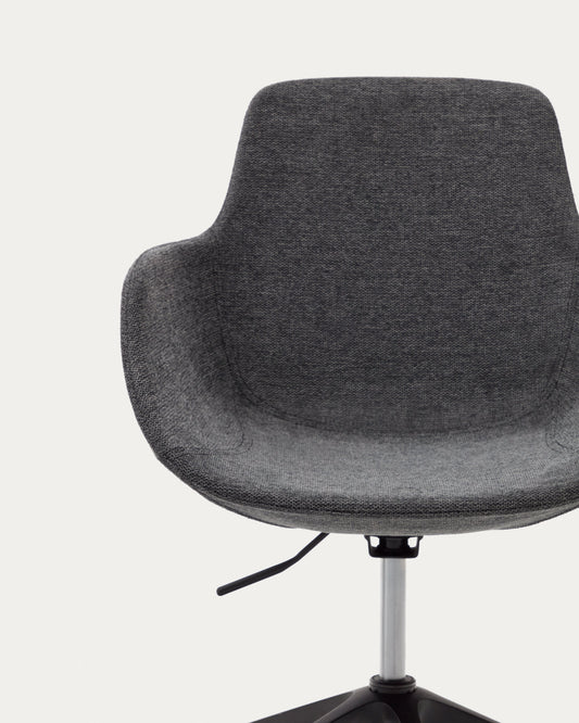 Tissiana dark grey and aluminium desk chair with black finish