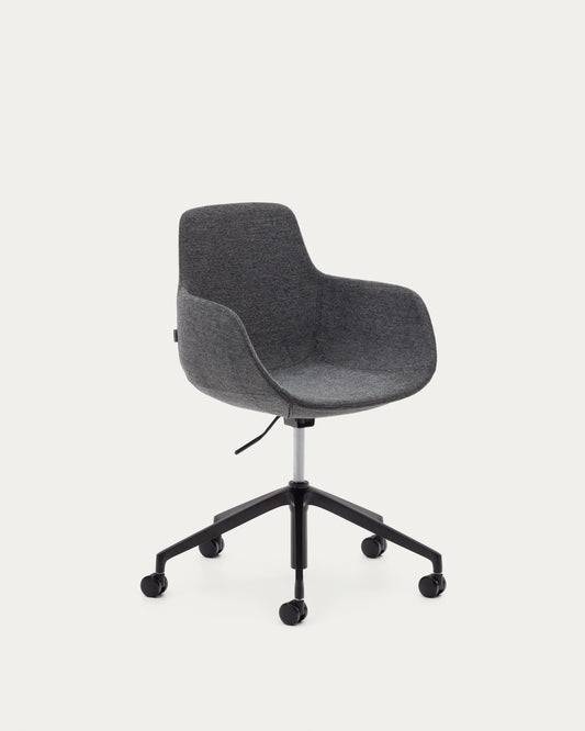 Tissiana dark grey and aluminium desk chair with black finish