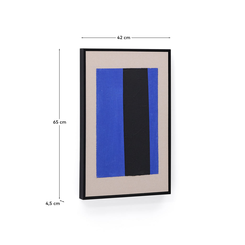 Zernu hand-painted blue and black vertical line abstract picture 42 x 65cm