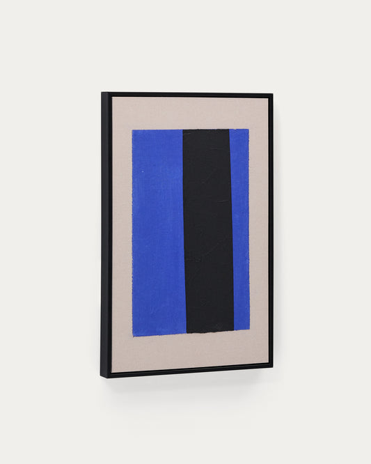 Zernu hand-painted blue and black vertical line abstract picture 42 x 65cm