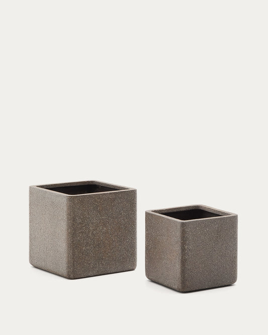 Set of 2 Minoa planters with brown stone effect 44 x 44 cm