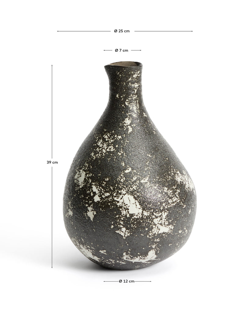 Orelin ceramic vase in black and white 39 cm