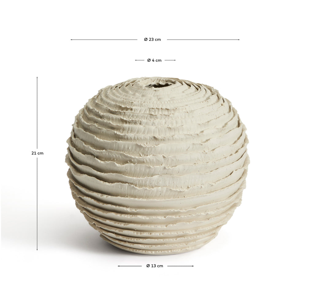 Evania vase in beige ceramic 21 cm