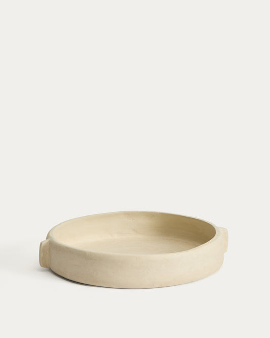 Mireni papier-mâché centrepiece beige Ø 31 cm