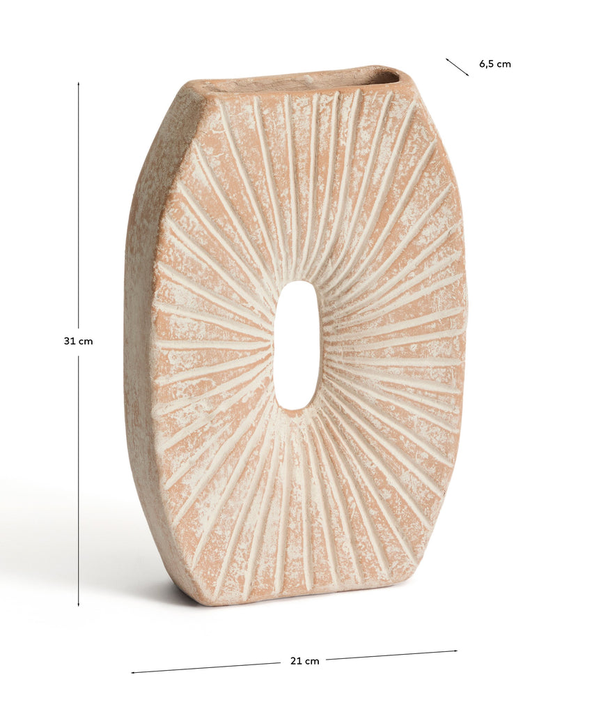 Valura vase in pink and beige papier-mâché 31 cm