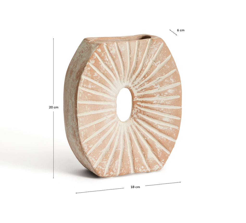 Valura vase in pink and beige papier-mâché 21 cm