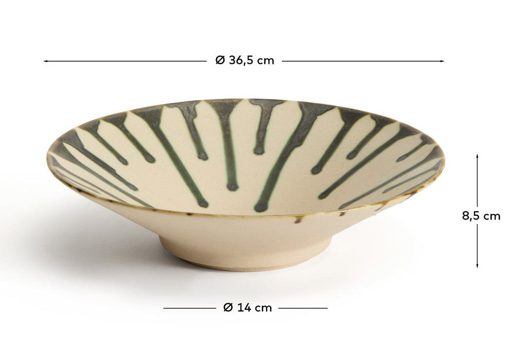 Olmera ceramic centrepiece in beige and green Ø 36.5 cm