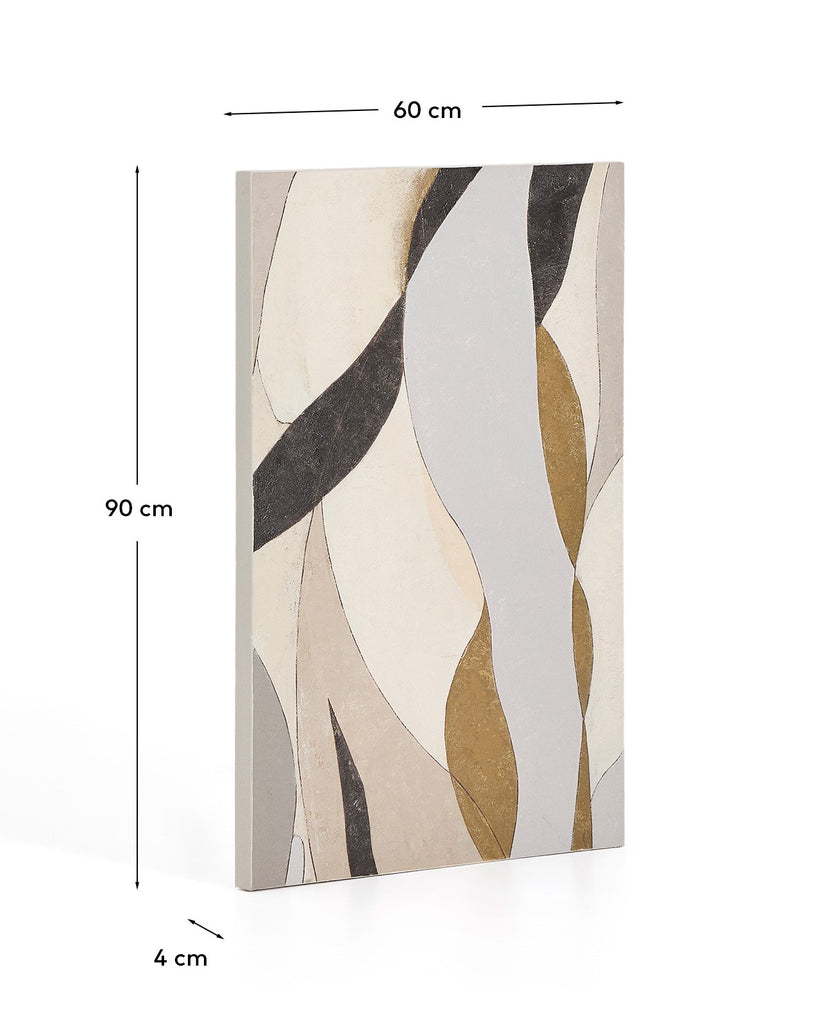 Marvilo grey and mustard abstract canvas 60 x 90cm