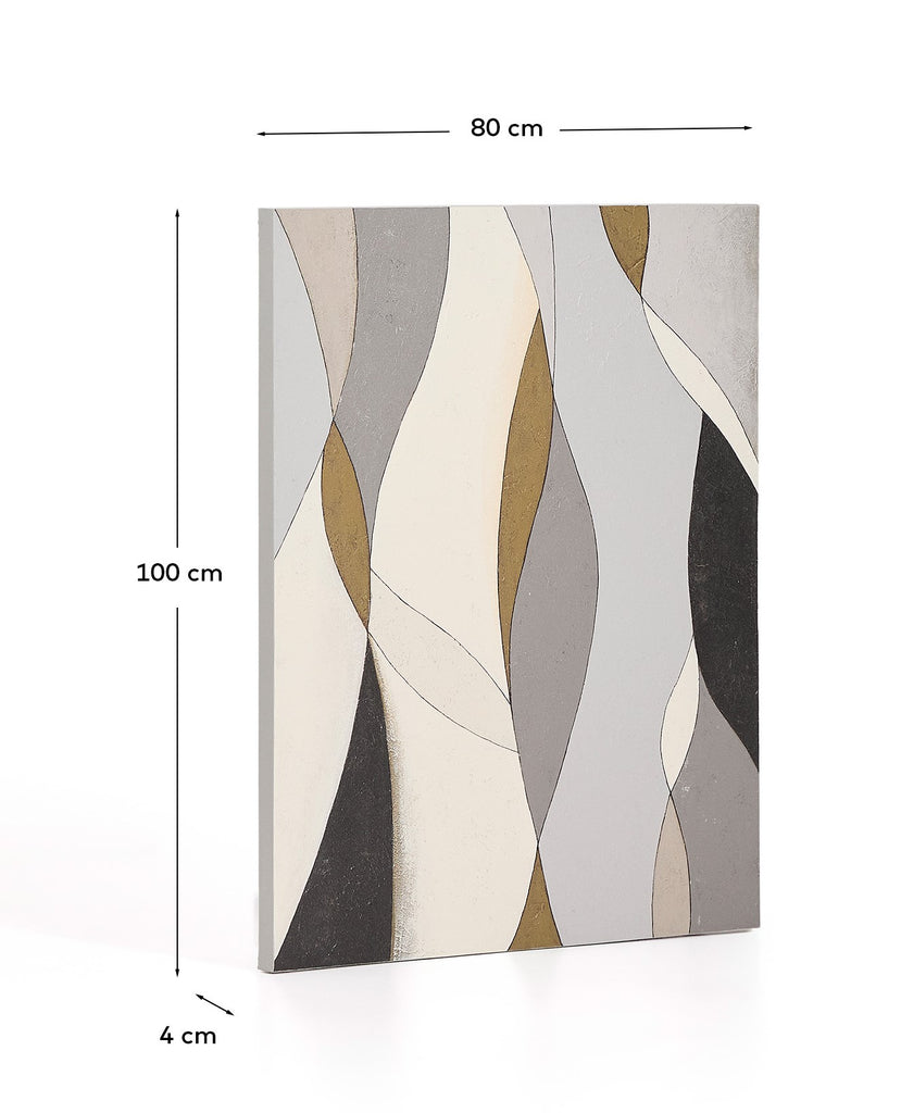 Marvilo grey and mustard abstract canvas 80 x 100cm