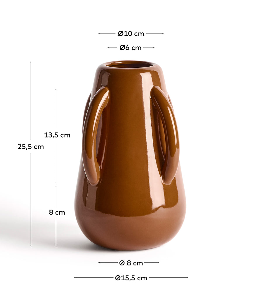 Odra vase in brown ceramic with glossy finish 25.5cm