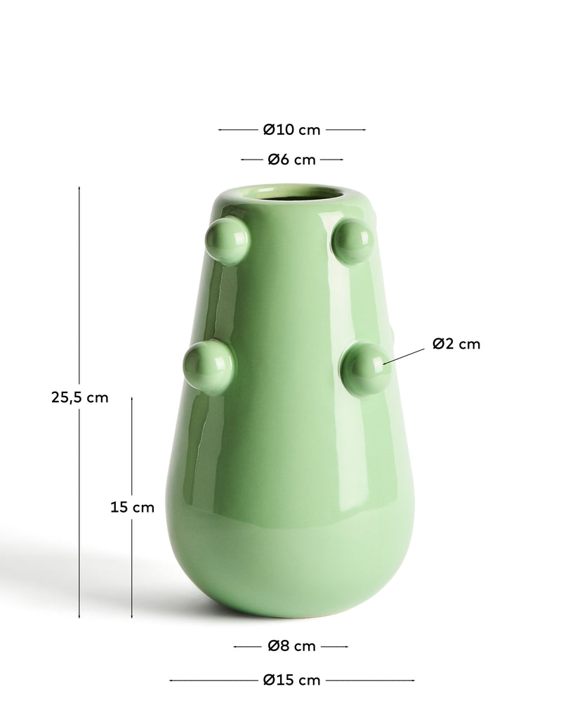 Odra vase in light green ceramic with glossy finish 25.5cm