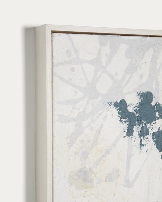 Erale grey and blue hand-painted abstract picture 47 x 182cm