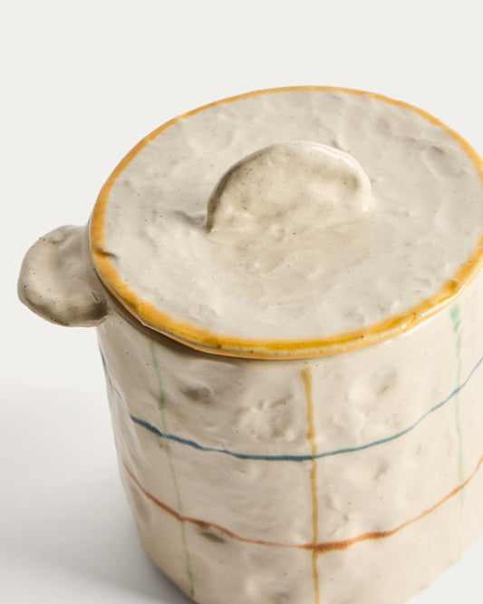 Belor ceramic pot with multicoloured lines 13.5cm