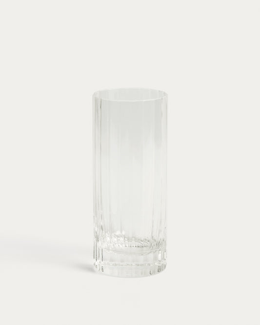 Nivor clear drinking glass with carved vertical relief, 30 cl