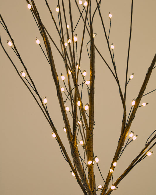 Brown Java branch-shaped LED light-up garland 70 cm