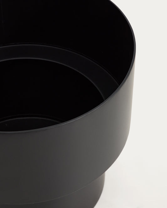 Mash round metal planter in black Ø41