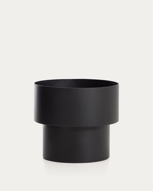 Mash round metal planter in black Ø41