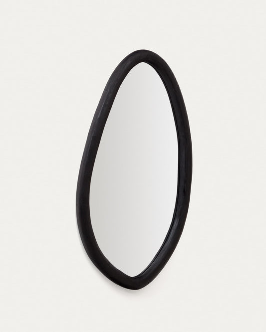 Magrit mirror in solid mungur wood with a black finish Ø 60 x 110 cm