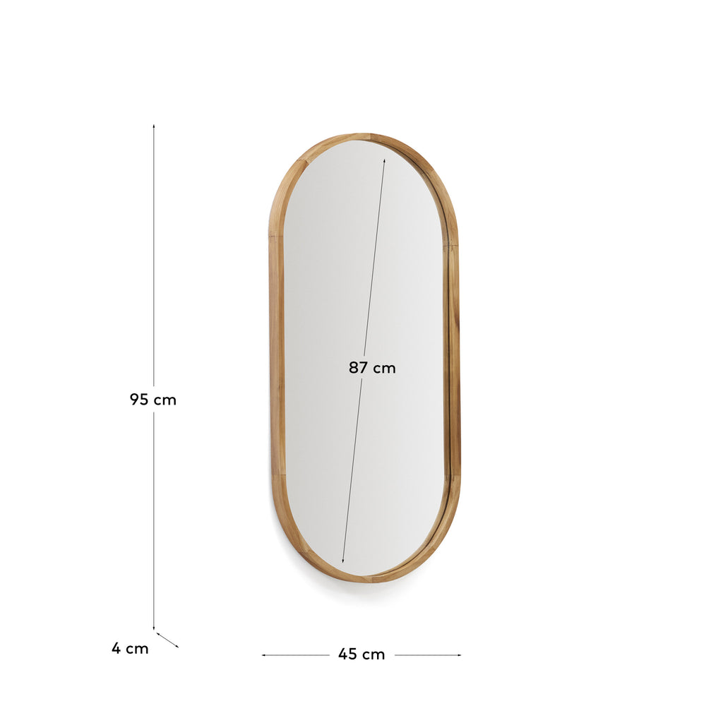 Magda mirror made of solid teak wood with a natural finish Ø 45 x 95 cm