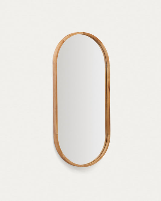 Magda mirror made of solid teak wood with a natural finish Ø 45 x 95 cm