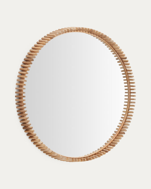 Polke Teak Wood Mirror Ø 100 cm