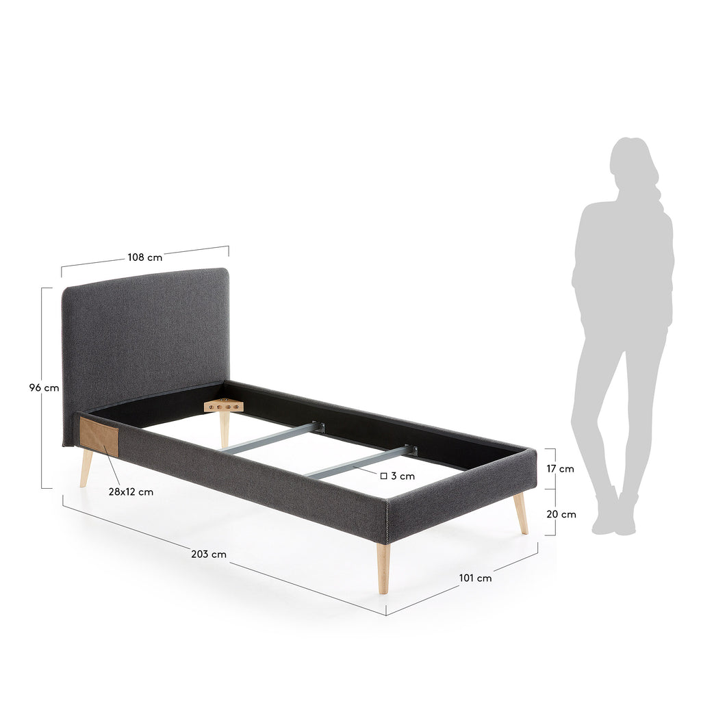 Dyla bed cover for a 90 x 190 cm mattress in black
