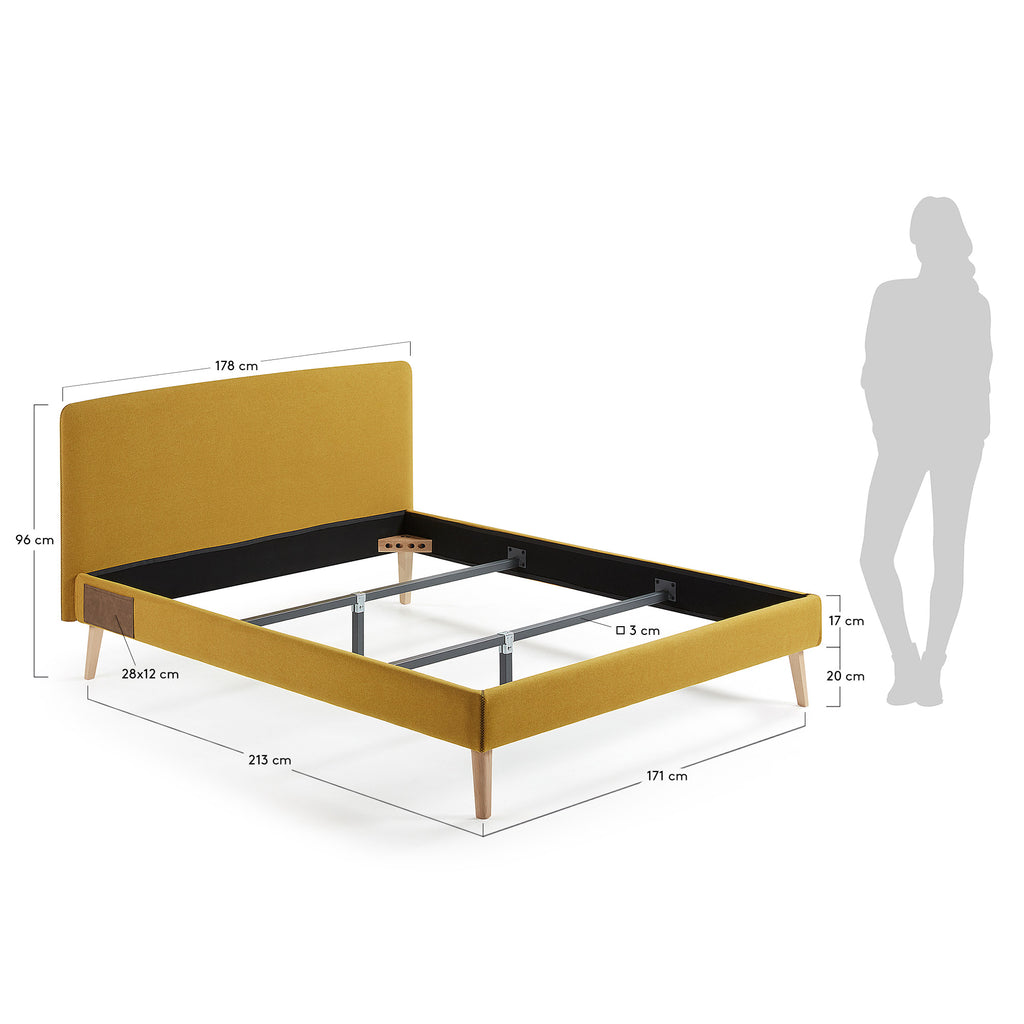 Dyla bed cover in mustard for a 160 x 200 cm mattress