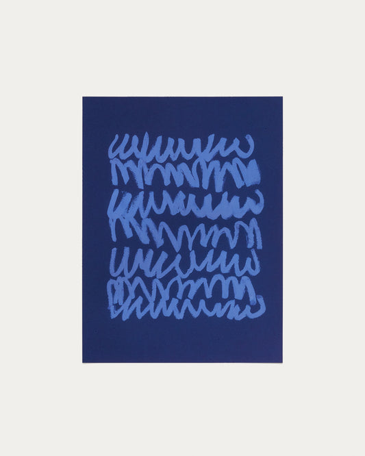 Tsuki print on blue paper, 29.8 x 39.8 cm