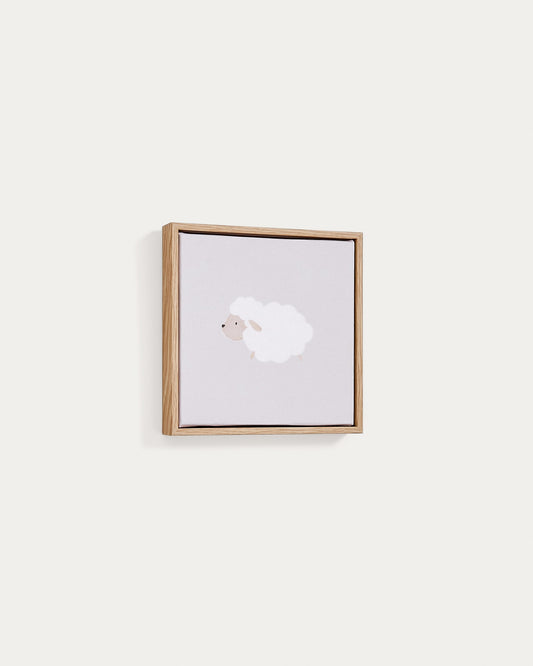 Milu beige and white sheep picture, 20 x 20 cm