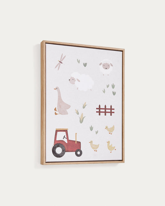 Pecky multi-coloured picture of animals and a tractor, 40 x 30 cm