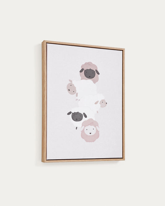 Milu picture of beige and white sheep, 40 x 30 cm