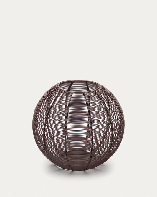 Amer spherical candle holder in brown metal